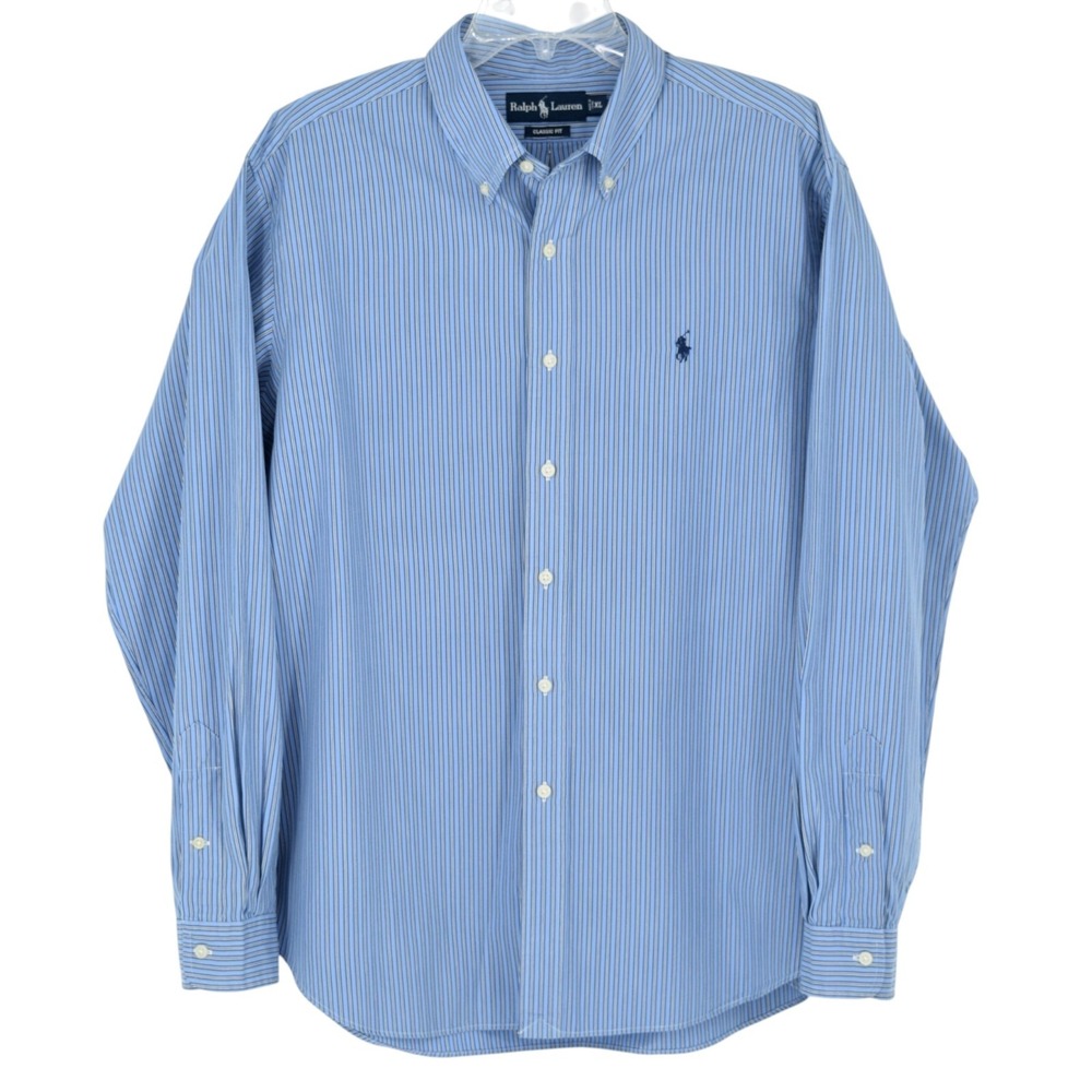 Ralph Lauren Classic Fit Blue Tonal Striped Men's XL Button Down Cotton Shirt
